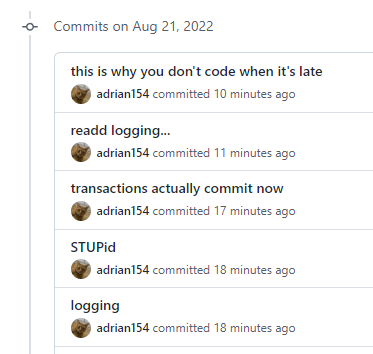 commit messages on 21 Aug 2022